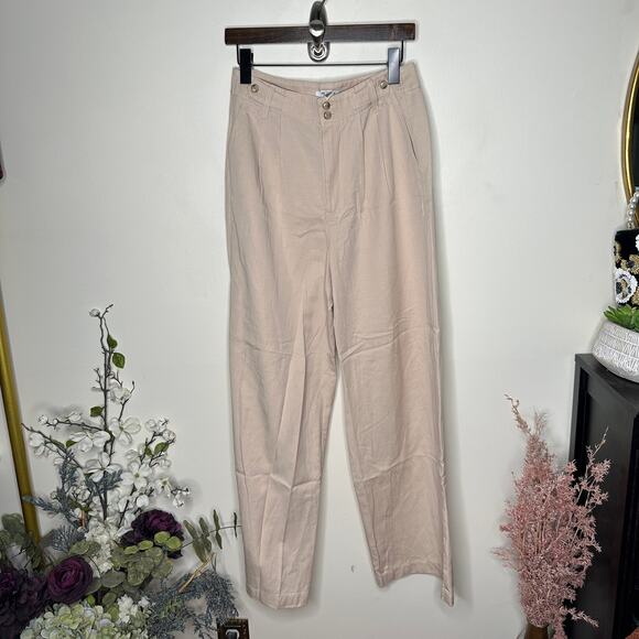 MADEWELL The Harlow Wide Leg Pant Drapey Twill Seed Khaki Beige Sz 4 {KK25} - Picture 2 of 5